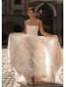 Square Neck Ivory Lace Over Trendy Wedding Dress